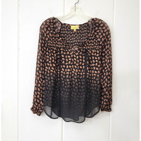 Vera Wang Tops - Princess Vera Wang Sheer Black Floral Peasant Blouse